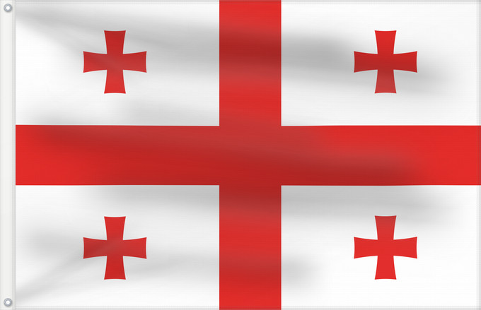 Bandera, con dos ojales metálicos y lado del asta reforzado: Georgia Géorgie Georgien