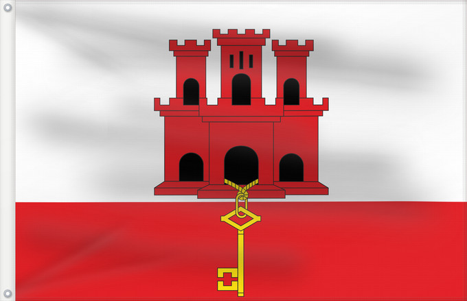 Drapeau, avec deux œillets métalliques et guindant renforcé : Gibraltar Gibilterra Banniel Jibraltar Gibraltarko bandera
