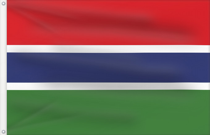 Flag, with two metal eyelets and reinforced hoist: Gambia Gambie Gambias Σημαία της Γκάμπια Gambio Gambian Gambije