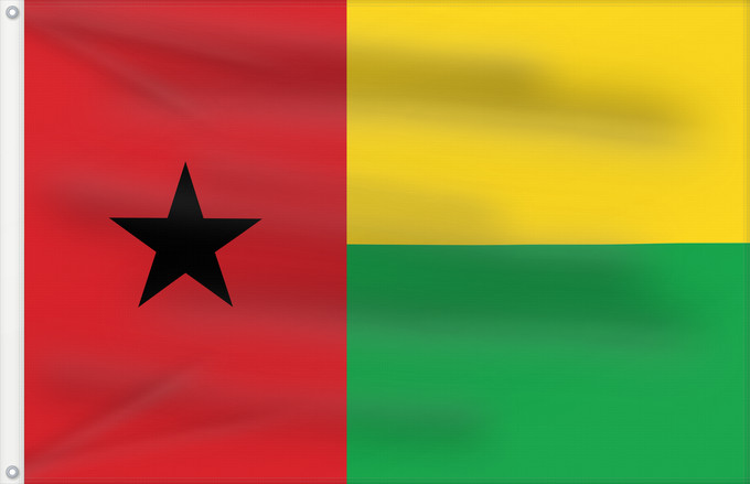 Drapeau, avec deux œillets métalliques et guindant renforcé : Guinea-Bissau	Guinée-Bissau	Guinea-Bissaus	Guiné-Bissau	Gvineo Bisaŭa	پرچم گینه بیسائو	Флаг Гвинеи-Бисау	Gvineje Bissau