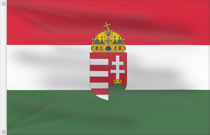 Bandera, con dos ojales metálicos y lado del asta reforzado: Hungary	Hongrie	Hungría	Ungarn	Dell Ungheria	Hongarije	Hungria	Banniel Hungaria	Ungarns	Hungario	Ungari lipp	Unkarin	HUngáire	Magyarország	Hungaria	Hungariae	Tal-Ungerija	Styago Ungariya	Ungariei	Madžarske	Ungerns	Stän Macaräna