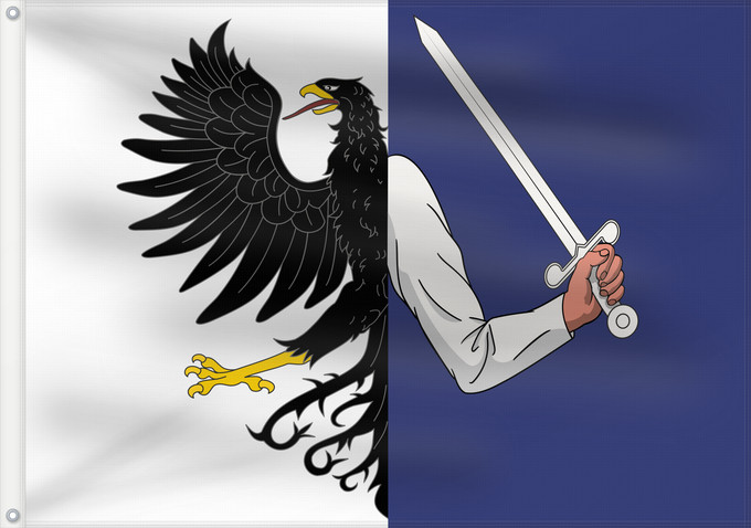 Bandera, con dos ojales metálicos y lado del asta reforzado: Connacht W Connacht Connacht ou Connaught
