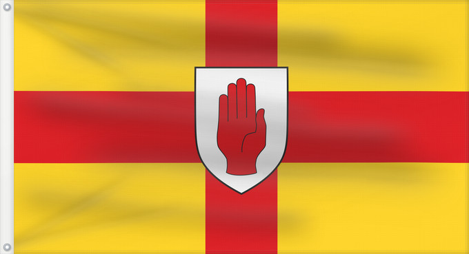 Bandera, con dos ojales metálicos y lado del asta reforzado: Ulster Ulster heraldic banner of traditional coat of arms of the province Úlster