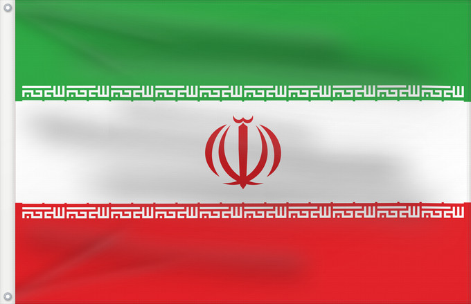 Flag, with two metal eyelets and reinforced hoist: Iran	Irán