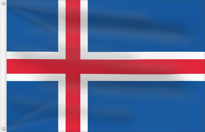 Bandera, con dos ojales metálicos y lado del asta reforzado: Iceland L Islande Islandia Island Islanda IJsland Islandii Сцяг Ісландыі আইসল্যান্ডের পতাকা Banniel Island Gwlad yr Iâ Islands Islando Islandi lipp Íslands Izland Íslenski fáninn Islandiae Islands flagg Det islandske flagget Þjóðfáni Íslands Флаг Исландии