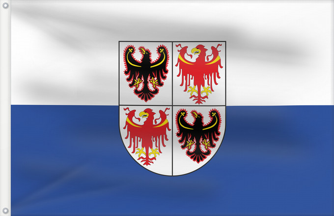 Drapeau, avec deux œillets métalliques et guindant renforcé : Trentino-South Tyrol	It is easy to put a border around this flag image	Région Autonome Trentin-Haut-Adige, Italie	Región Autónoma Trentino-Alto Adigio, Italia	Autonomen Region Trentino-Südtirol, Italien	Regione Autonoma Trentino-Alto Adige, Italia	Bannera
