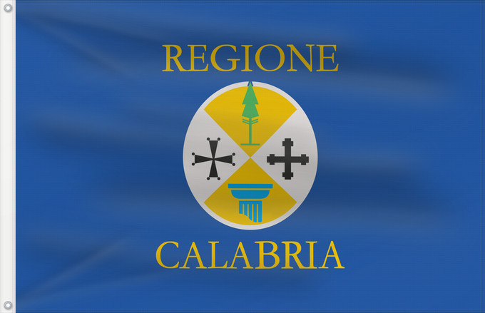Drapeau, avec deux œillets métalliques et guindant renforcé : Calabria Kalabrien Regione italiana Calabria Bannera di la riggiuni d Italia Calabbria