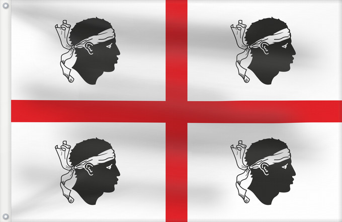 Bandera, con dos ojales metálicos y lado del asta reforzado: Sardinia, Italy Italian autonomous region Sardinia Sardinia Regione autonoma italiana Sardegna Sa regione autònoma de sa Sardinna