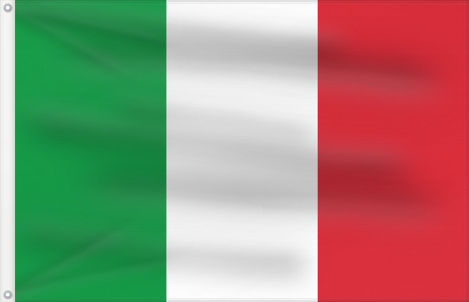 Drapeau, avec deux œillets métalliques et guindant renforcé : Italy	Italie	Italia	Italien