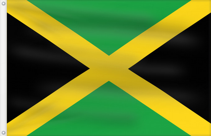 Bandera, con dos ojales metálicos y lado del asta reforzado: Jamaica	Jamaïque	Jamaika	Giamaica	Флаг Ямайки	Jamajke	Прапор Ямайки