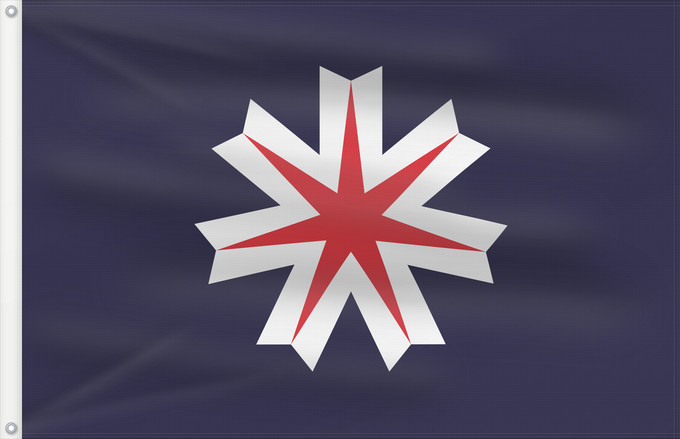 Bandera, con dos ojales metálicos y lado del asta reforzado: Hokkaido Prefecture	Hokkaidō	Hokkaidō 	北海道旗