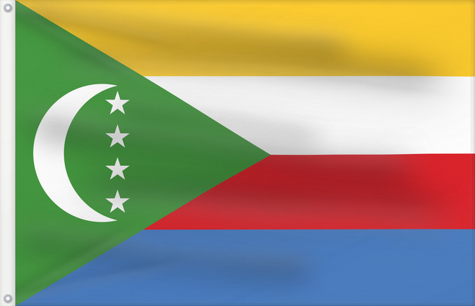Drapeau, avec deux œillets métalliques et guindant renforcé : Comoros	Comores	Comoras	Komoren	Comore