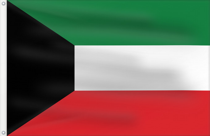 Flag, with two metal eyelets and reinforced hoist: Kuwait	Koweït	Kuwaitlabel QS Les