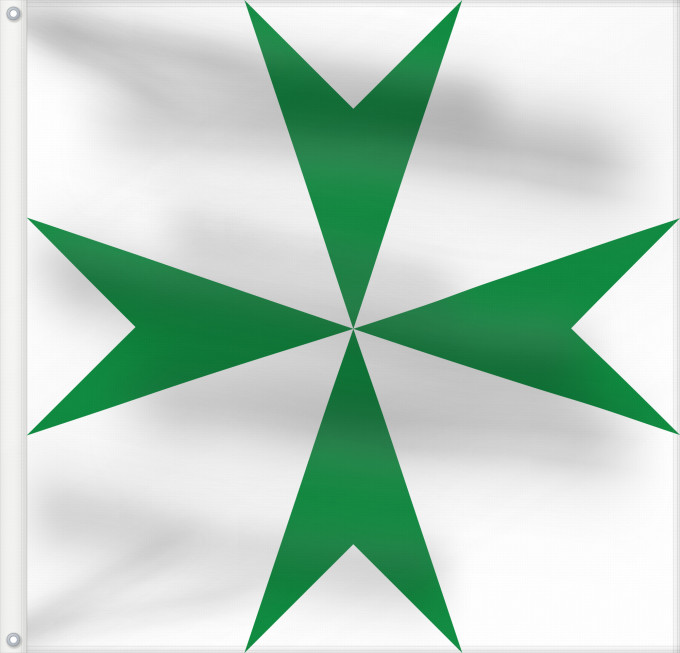 Bandera, con dos ojales metálicos y lado del asta reforzado: Militärischer und Hospitalischer Orden des Heiligen Lazarus von Jerusalem