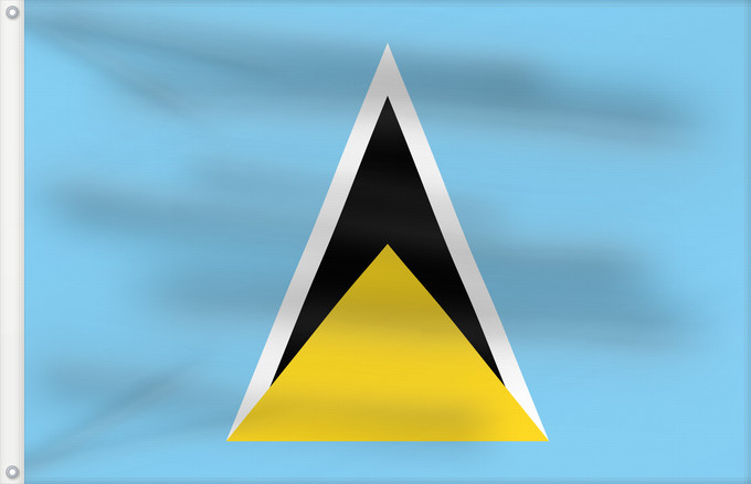 Bandera, con dos ojales metálicos y lado del asta reforzado: Saint Lucia	Sainte-Lucie	Santa Lucía	Saint Lucias	St. Lucia	Santa Llucía	Sent Lisi	სენტ-ლუსიას დროშა	Sen Lusia	Флаг Сент-Люсии	Saint Lucije
