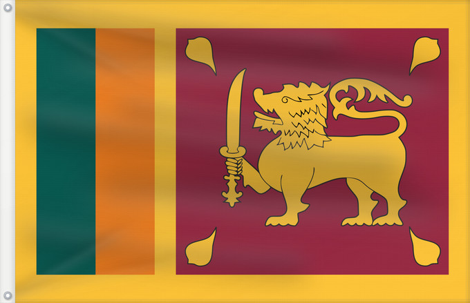 Bandera, con dos ojales metálicos y lado del asta reforzado: Sri Lanka	Sri Lankas	Sri Lanki	শ্রীলঙ্কার জাতীয় পতাকা	Sri-Lanko	Флаг Шри-Ланки	श्रीलङ्का ध्वज	ශ්‍රී ලංකාවේ ජාතික කොඩිය	இலங்கையின் தேசியக்கொடி	Stän Sri-Lankäna