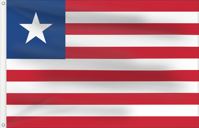 Flag, with two metal eyelets and reinforced hoist: Liberia Libérie پرچم لیبریا Liberian Liberiei Liberije