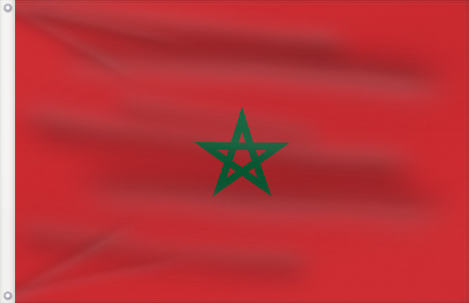 Flag, with two metal eyelets and reinforced hoist: Morocco Maroc Marruecos Marokko Marocco Marrocos Maroka علم المغرب Σημαία του Μαρόκου Maroko Marokoko bandera Marokon דגל מרוקו Marokkó モロッコの国旗 Marokkos flagg Marocului Флаг Марокко Marockos Moroko Drapea do Marok ⴰⵛⵏⵢⴰⵍ ⵏ ⵎⵓⵔⴰⴽⵓⵛ 摩洛哥國旗