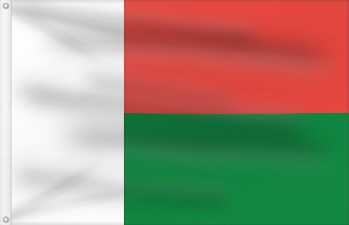 Drapeau, avec deux œillets métalliques et guindant renforcé : Madagascar	Madagaskar