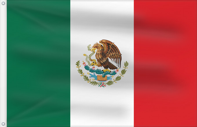 Bandera, con dos ojales metálicos y lado del asta reforzado: Mexico	Mexico Official version of the Flag of the United Mexican States or Mexico	Mexique	México La actual bandera de los Estados Unidos Mexicanos	Mexiko	Messico	México	Meksyku	علم المكسيك	Mïxiku wiphala	Meksika	Mèxic	Mexická vlajka	Mexicos	Meksiko	Mexiko