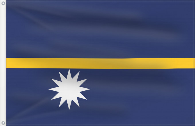 Flag, with two metal eyelets and reinforced hoist: Nauru	The national flag of Nauru	La bandera nacional de Nauru	Nazionale di Nauru	A bandeira nacional de Nauru	Σημαία του Ναουρού	La nacia flago de Nauro	Nauru lipp	Naurun	דגל נאורו	Знаме на Науру	Anidenin Naoero	Флаг Науру	Nauru leavga	Nauruja	Naurus	Naur