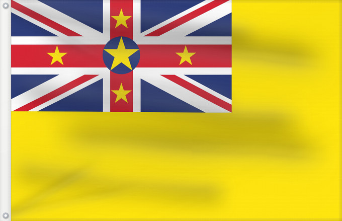 Drapeau, avec deux œillets métalliques et guindant renforcé : Niue	Niue  New Zealand	ニウエの国旗	Pīwari o Niuē
