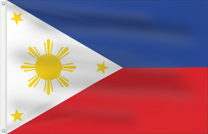 Drapeau, avec deux œillets métalliques et guindant renforcé : Philippines	The national flag of the Philippines	Filipinas	Philippinen	Filippine	Filipijnen	علم فلبين	An nasyunal na bandera kan Filipinas	ফিলিপাইনের জাতীয় পতাকা	Ang nasodnong bandera sa Pilipinas	La nacia flago de la Filipinoj	Wagayway ti Filipinas	フィリピ