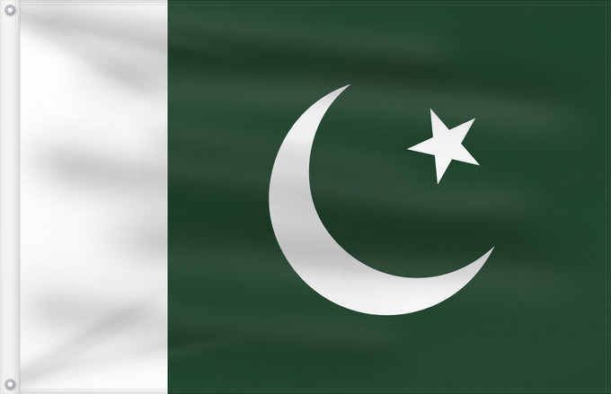 Flagge, mit zwei Metallösen und verstärktem Besatzband: Pakistan	 Pakistan	Pakistán	Paquistão	علم باكستان	পাকিস্তানের জাতীয় পতাকা	পাকিস্তানর ফিরালহান	Pakistano	पाकिस्तान का ध्वज	ପାକିସ୍ତାନୀ ଝଣ୍ଡା	ਪਾਕਿਸਤਾਨ ਦਾ ਕੌਮੀ ਝੰਡਾ	د پاکستان بيرغ	Флаг Пакистана	Pakistana	பாக்கித்தான் கொடி	Прапор Пакистану	پاکستان کا پرچم