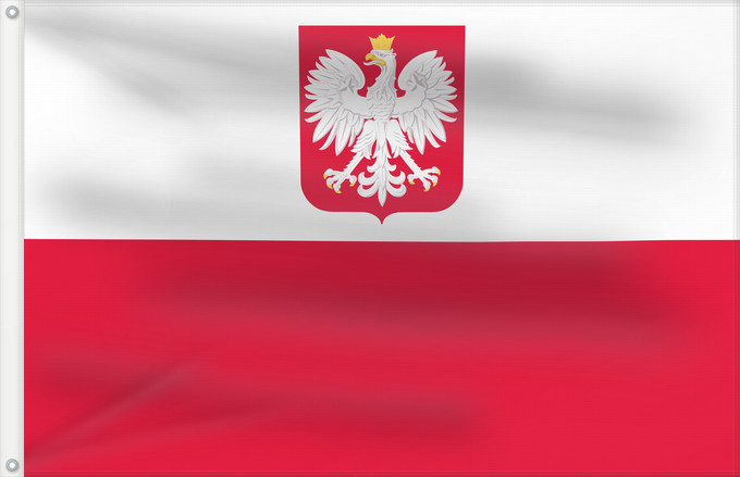Drapeau, avec deux œillets métalliques et guindant renforcé : Poland Poland Pologne Polonia Polen