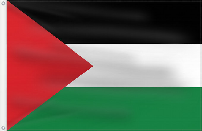 Bandera, con dos ojales metálicos y lado del asta reforzado: Palestine	State of Palestine	L’État de Palestine	Estado de Palestina	Palästina	Palestina	علم فلسطين	ফিলিস্তিনের পতাকা	Palestino	Dari Negara Palestina	Флаг Государства Палестина