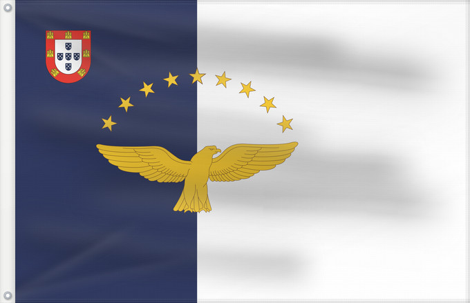 Drapeau, avec deux œillets métalliques et guindant renforcé : Azores	Azores flag	Açores	Azoren	Azzorre	Dos Açores