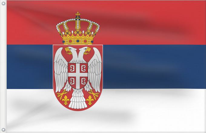 Flag, with two metal eyelets and reinforced hoist: Civil Flag of Serbia	Civil flag of Serbia	Serbie	Serbia	Serbien	Narodna zastava Srbije	Nemzeti zászló szerbia	Srbská národná vlajka	Kombëtar i Serbisë