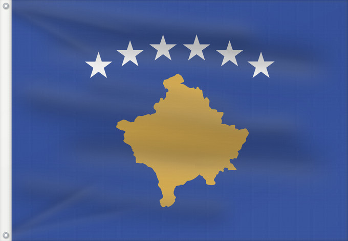 Drapeau, avec deux œillets métalliques et guindant renforcé : Kosovo Национално знаме на Косово Kosova Kosovon Koszovó コソボの国旗 Знаме на Косово Styago Kosovo Kosovar Флаг Косова I Kosovës Застава Косова / Zastava Kosova Прапор Косова 科索沃国旗