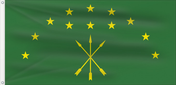 Drapeau, avec deux œillets métalliques et guindant renforcé : Adygea Adygea, Russia Adige República de Adiguesia Republik Adygeja Repubblica di Adygea Флаг Адыгеи Прапор Адигеї
