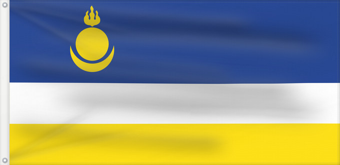 Flag, with two metal eyelets and reinforced hoist: Buryatia	Republic of Buryatia	 Buratti	República de Buriatia	Repubblica di Buriazia	Буряад Республикын гyрэнэй һүлдэ	Флаг Бурятии	Парчами Бурятия