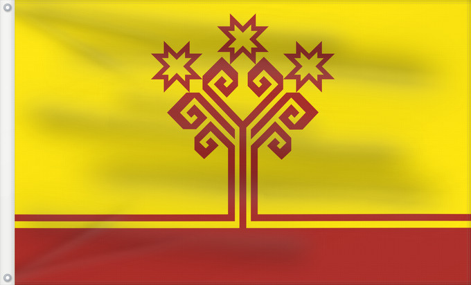 Drapeau, avec deux œillets métalliques et guindant renforcé : Chuvashia Chuvash Republic Chuvash Republik Chuvash Чӑваш Республикин ялавĕ Флаг Чувашской Республики Парчами Ҷумҳурии Чуваш