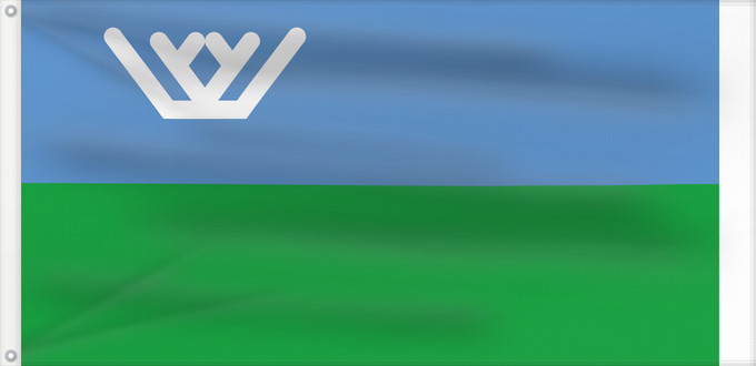 Drapeau, avec deux œillets métalliques et guindant renforcé : Yugra	Khanty-Mansi Autonomous Okrug	Le district autonome des Khantys-Mansis  Iougra	distrito autónomo de Janti-Mansi - Yugra	 Autonome Kreis der Chanten und Mansen	Флаг Ханты-Мансийского автономного округа — Югры