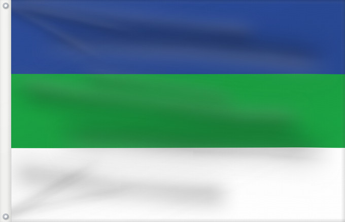 Flag, with two metal eyelets and reinforced hoist: Komi	State Flag of the Komi Republic	République des Komis	República de Komi	Republik Komi	Repubblica di Komi	Коми Республикаса дöрапас	Государственный флаг Республики Коми