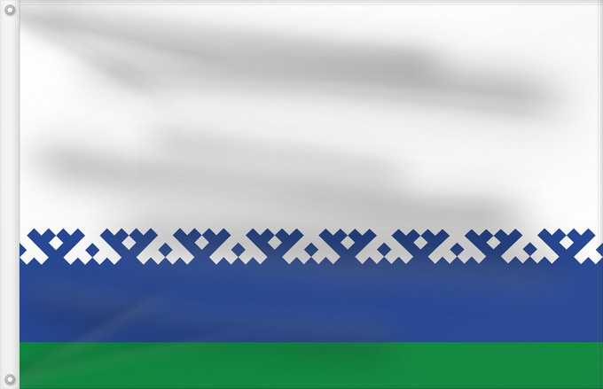 Drapeau, avec deux œillets métalliques et guindant renforcé : Nenets Autonomous District Nenets Autonomous District, Russia Nénétsie ou district autonome de Nénétsie distrito autónomo de Nenetsia Autonome Kreis der Jamal-Nenzen Флаг Ненецкого автономного округа