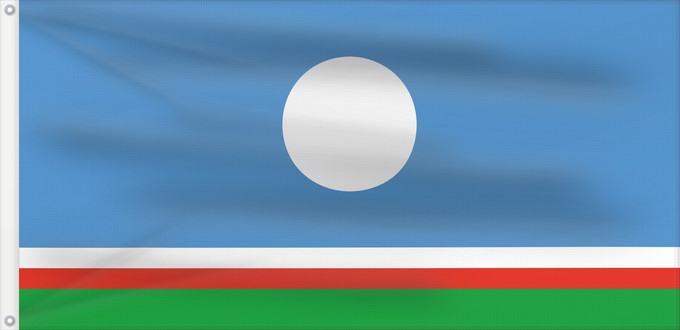 Drapeau, avec deux œillets métalliques et guindant renforcé : Sakha	Sakha (Yakutia) Republic	Sakha (Yakoutie)	República de Sajá (redirige desde Yakutia)	Sakha (Yakutia)	Флаг Саха	Прапор Саха