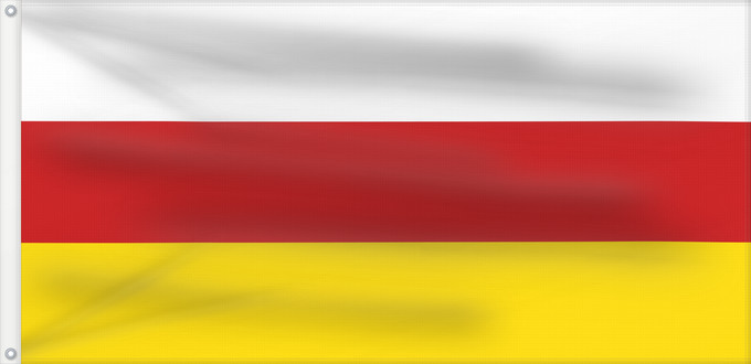 Drapeau, avec deux œillets métalliques et guindant renforcé : North Ossetia	Republic of North Ossetia-Alania	North Ossetia-Alania	North Osetia-Alania	North Ossetia-Alania 	Nord-Alania	Цӕгат Ирыстоны тырыса	Флаг Северной Осетии