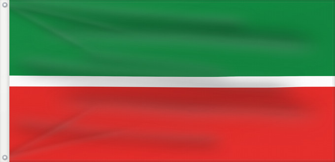 Drapeau, avec deux œillets métalliques et guindant renforcé : Tatarstan Republic of Tatarstan Tatarstan ou République du Tatarstan Tartaristán Государственный флаг Республики Татарстан Татарстан Республикасының Дәүләт флагы Прапор Республіки Татарстан РФ