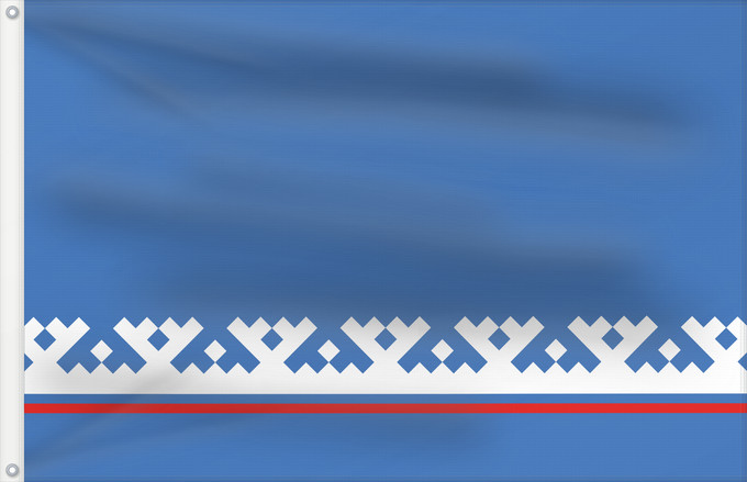 Drapeau, avec deux œillets métalliques et guindant renforcé : Yamal-Nenets Autonomous District Yamalo-Nenets Autonomous Okrug Iamalie ou district autonome de Iamalo-Nénétsie distrito autónomo de Yamalo-Nenets Autonome Kreis der Jamal-Nenzen Jamalo-Neneca aŭtonoma distrikto Ямало-Ненецкий автономный округ