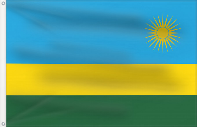 Flag, with two metal eyelets and reinforced hoist: Rwanda	Ruanda	রুয়ান্ডার জাতীয় পতাকা	Ruando	پرچم رواندا	Ibendera rya Rwanda	Ruande