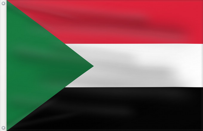 Drapeau, avec deux œillets métalliques et guindant renforcé : Sudan	Soudan	Sudán	Soedan	علم السودان	Sudans