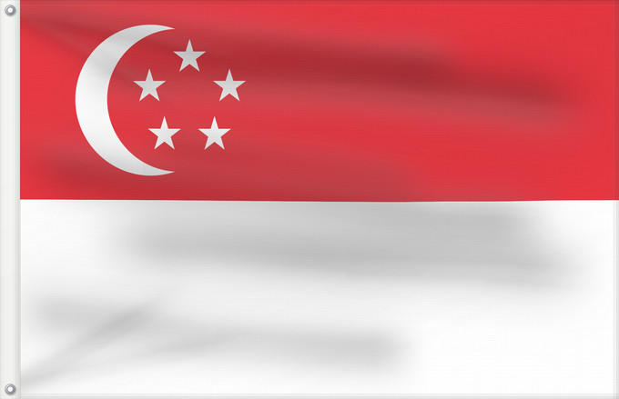 Flagge, mit zwei Metallösen und verstärktem Besatzband: Singapore Singapour Singapur Singapuru علم سنغافورة Singapuro Singapura Флаг Сингапура Singapurja சிங்கப்பூரி்ன் கொடி 新加坡国旗
