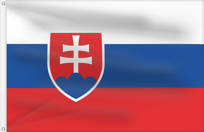 Drapeau, avec deux œillets métalliques et guindant renforcé : Slovakia	Slovakia. Image from here, colors	Slovaquie	Eslovaquia	Slowakei	Slovacchia	Slowakije	Eslováquia	Słowacji	Сцяг Славакіі	Национално знаме на Словакия	Slovačke	Slovenská vlajka	Slovakiets	Σημαία της Σλοβακίας	Slovaki lipp	Slovakian	Slóvaice	Szlováki