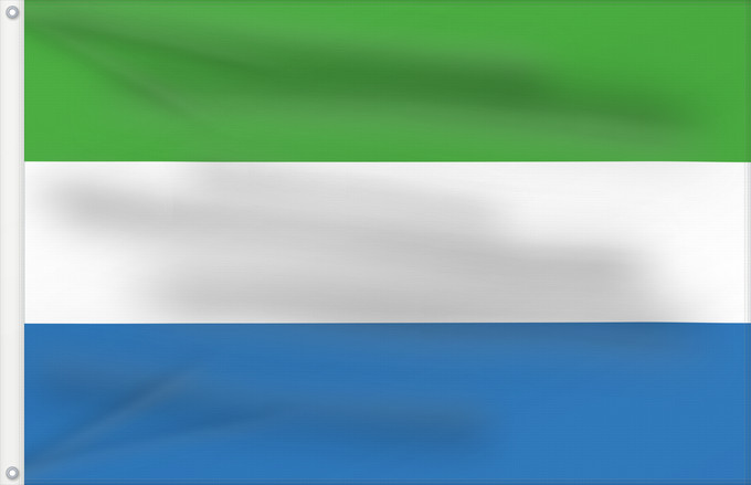 Drapeau, avec deux œillets métalliques et guindant renforcé : Sierra Leone	Sierra Leona	Sierra Leones	Sieraleono	Sierre Leone