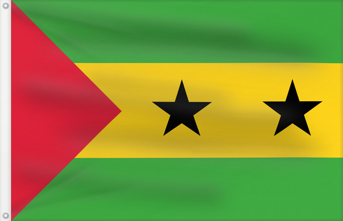 Drapeau, avec deux œillets métalliques et guindant renforcé : Sao Tome and Principe Sao Tomé-et-Principe Santo Tomé y Príncipe São Tomé und Príncipe Sao Tome e Principe