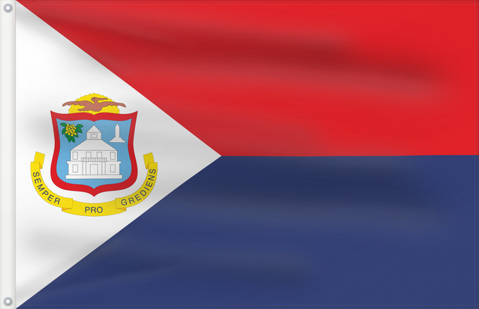 Flag, with two metal eyelets and reinforced hoist: Sint Maarten Sint Maarten Kingdom of the Netherlands Saint-Martin